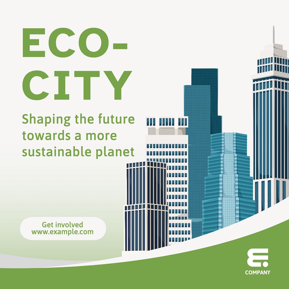 Eco-city Instagram post template, editable text