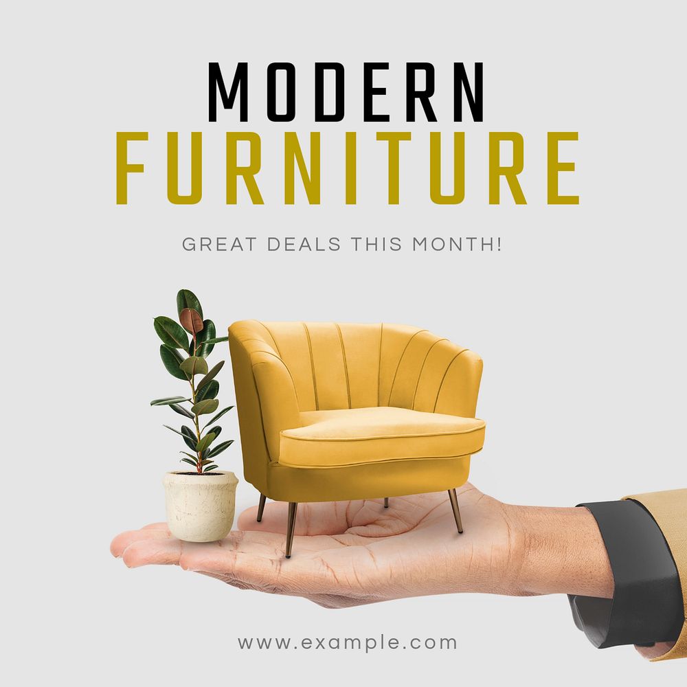 Modern furniture Instagram post template, editable text