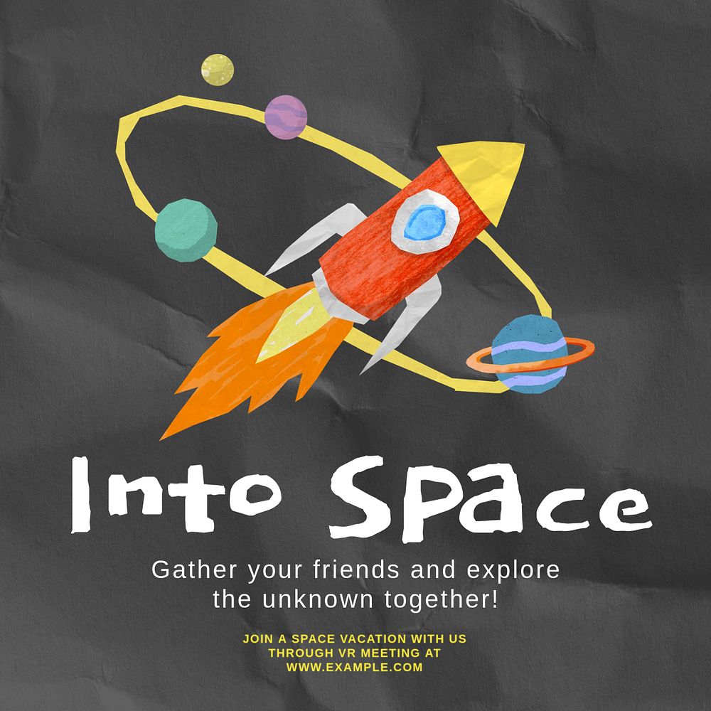 Into the space Instagram post template, editable text