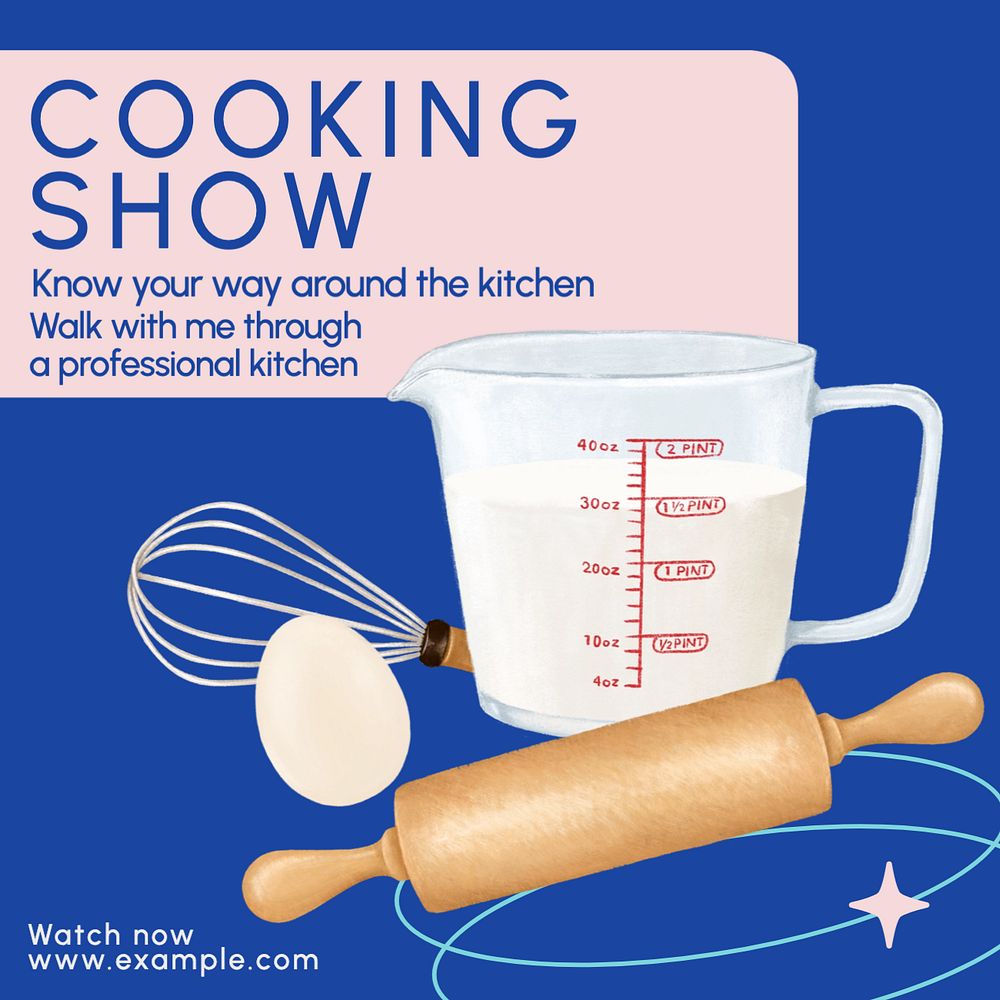 Cooking show Instagram post template, editable text