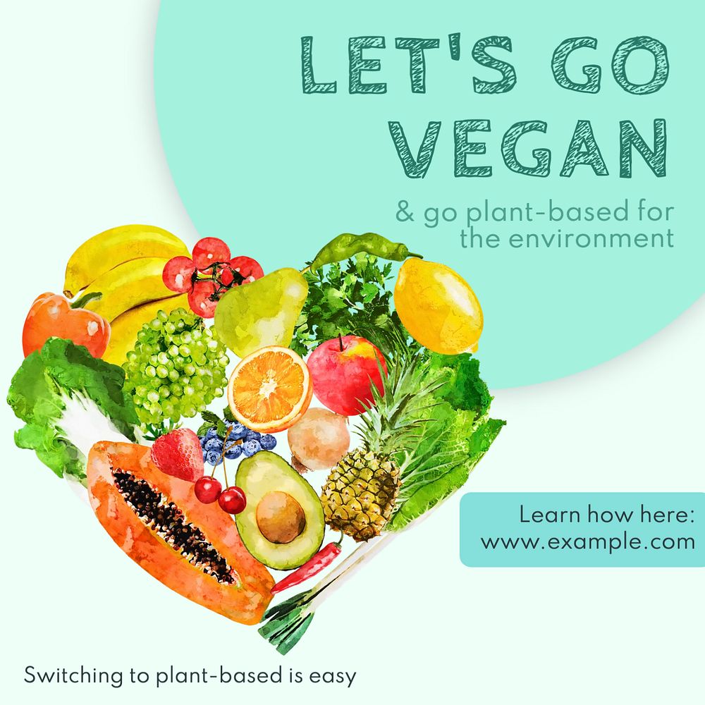 Go vegan Instagram post template, editable text