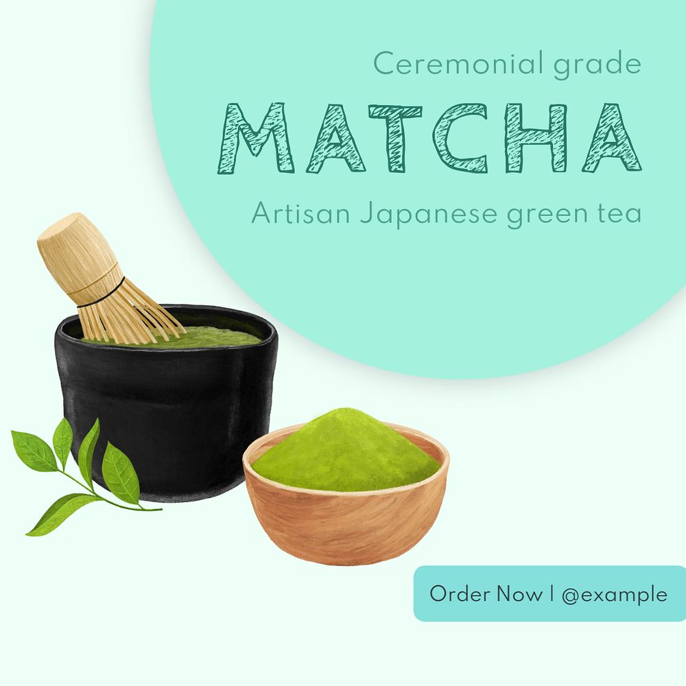 Ceremonial grade matcha Instagram post template, editable text