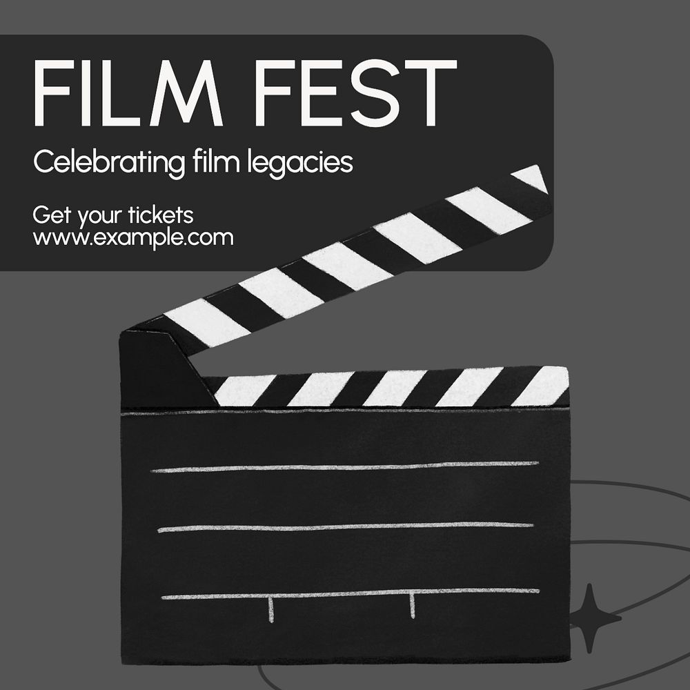 Film fest Instagram post template, editable text