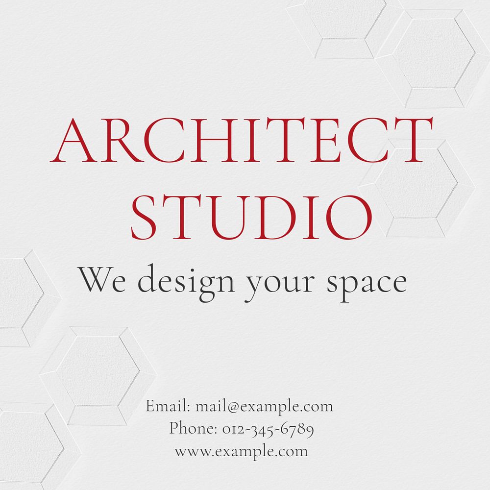 Architect studio Instagram post template, editable text