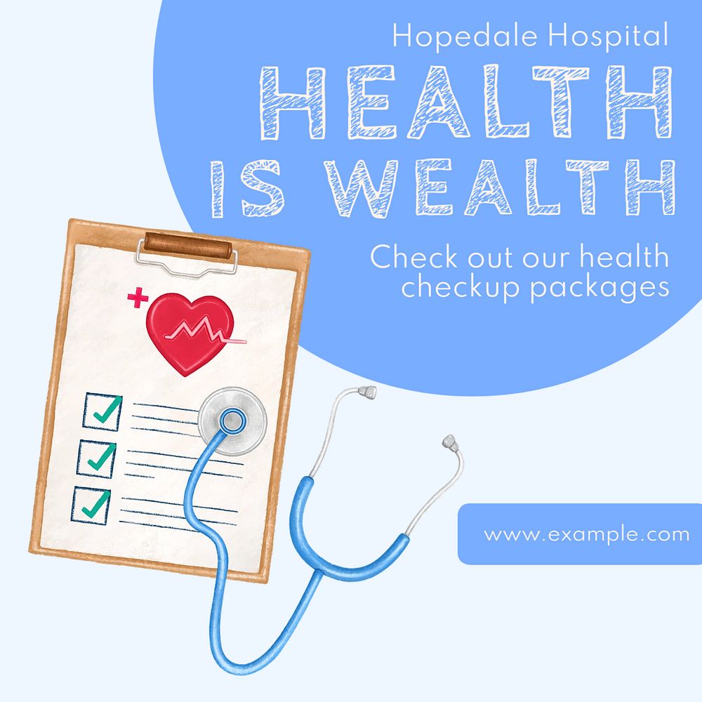 Health checkup Instagram post template, editable text