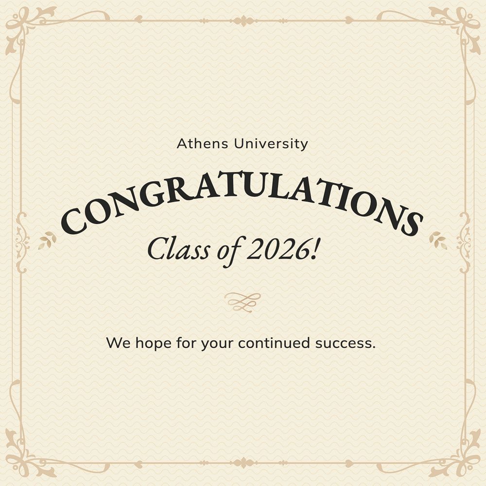 Graduation message Instagram post template, editable text