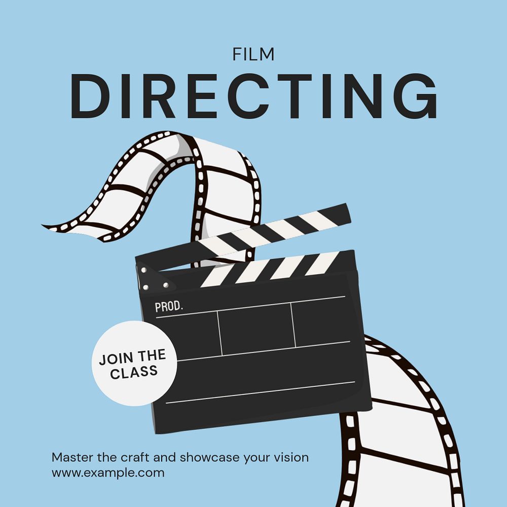 Film directing class Instagram post template, editable text