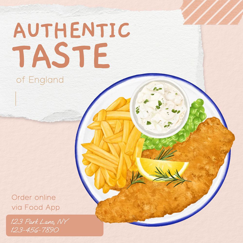 Authentic food Instagram post template, editable text