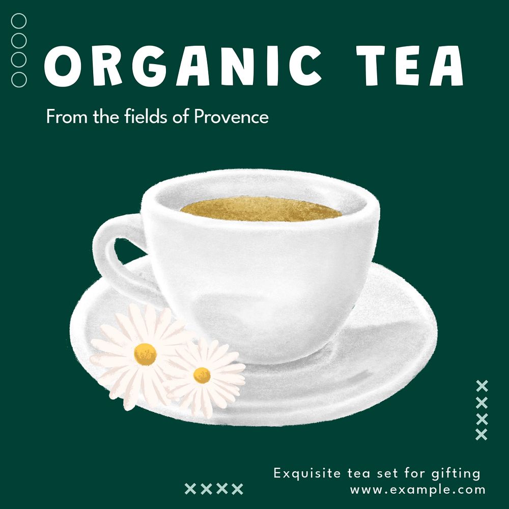 Organic tea Instagram post template, editable text