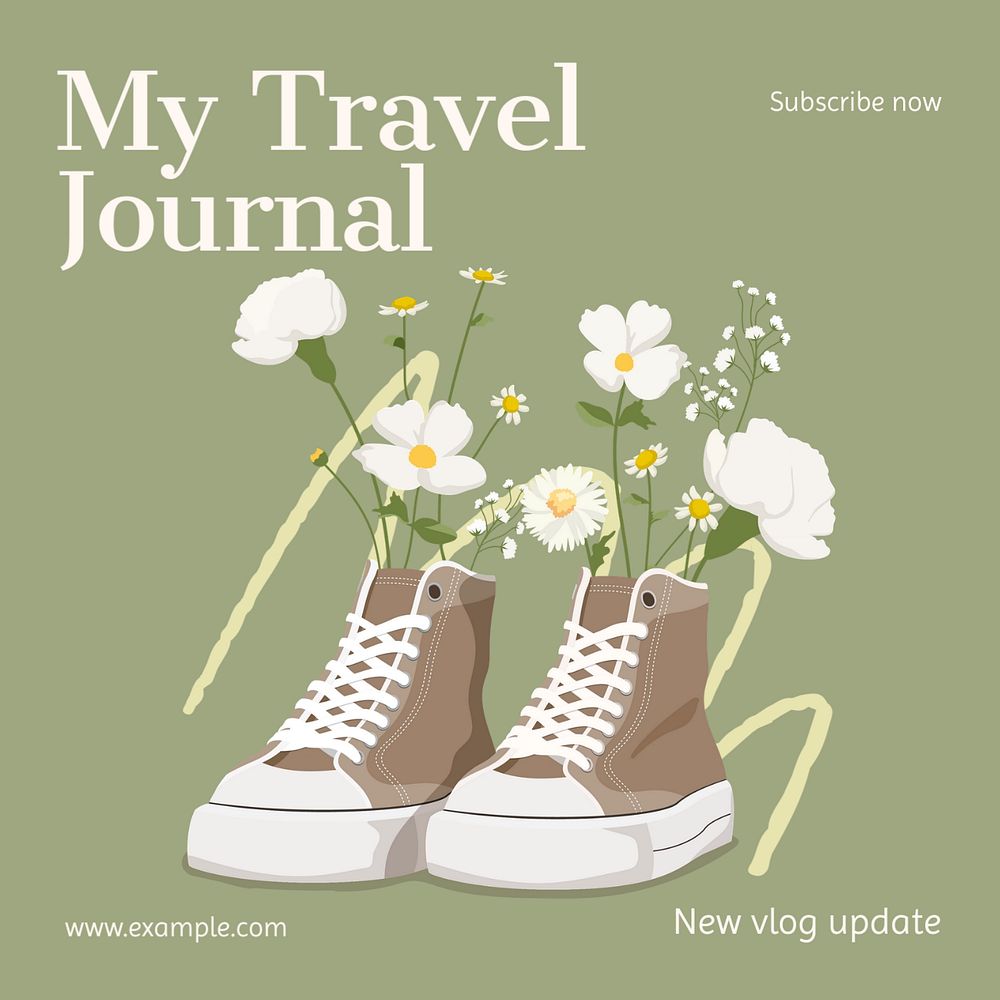 Travel journal Instagram post template, editable text