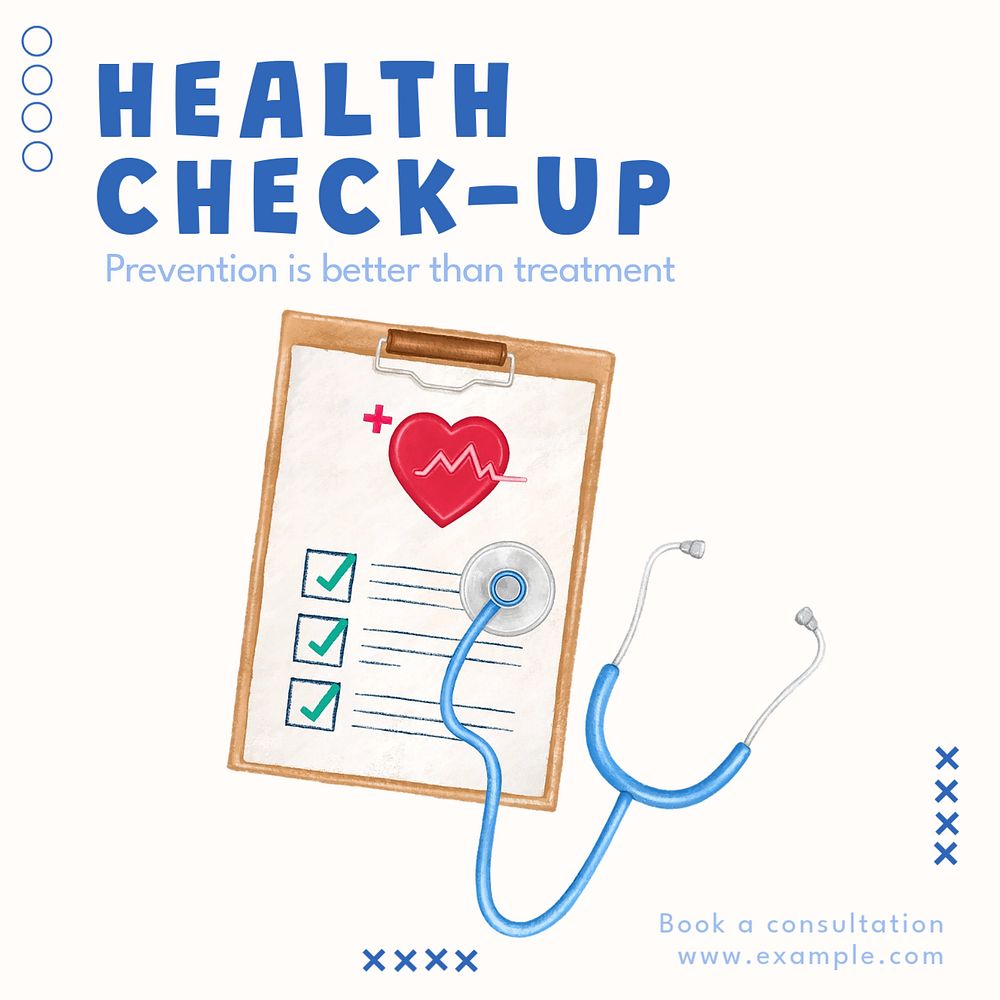 Health check-up Instagram post template, editable text