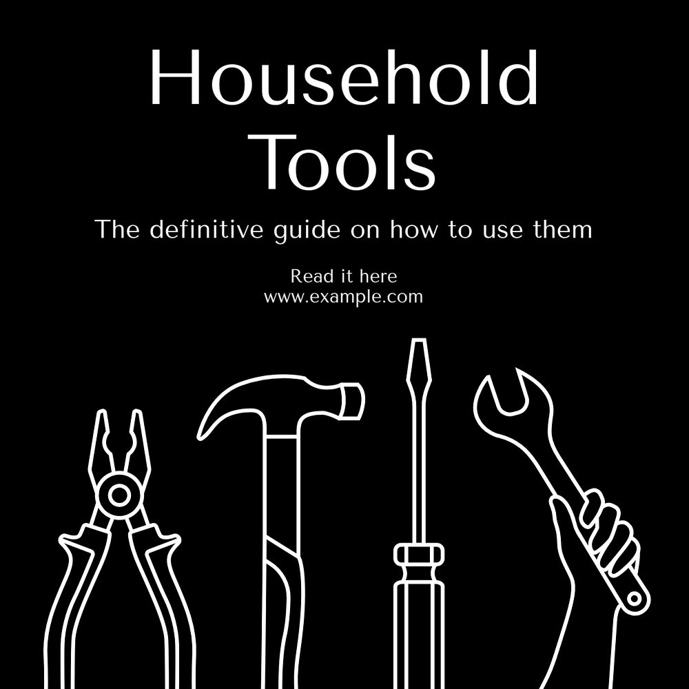 Household tools Instagram post template, editable text