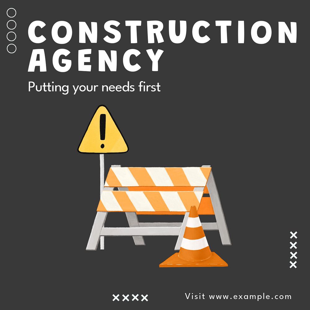 Construction agency Instagram post template, editable text