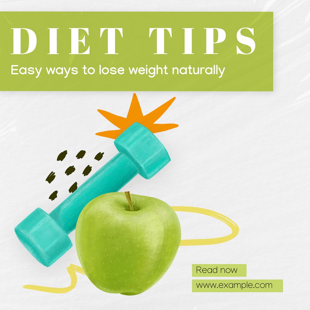 Diet tips Instagram post template, editable text