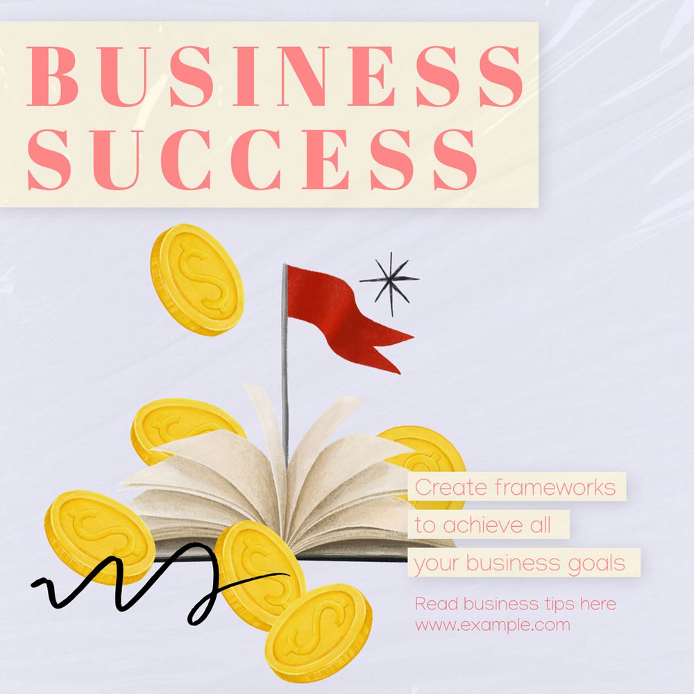 Business success Instagram post template, editable text