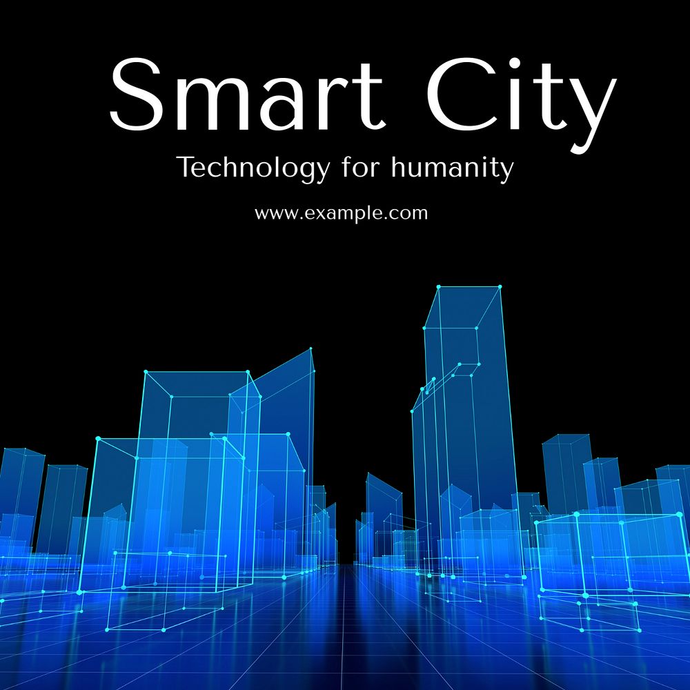 Smart city Instagram post template, editable text