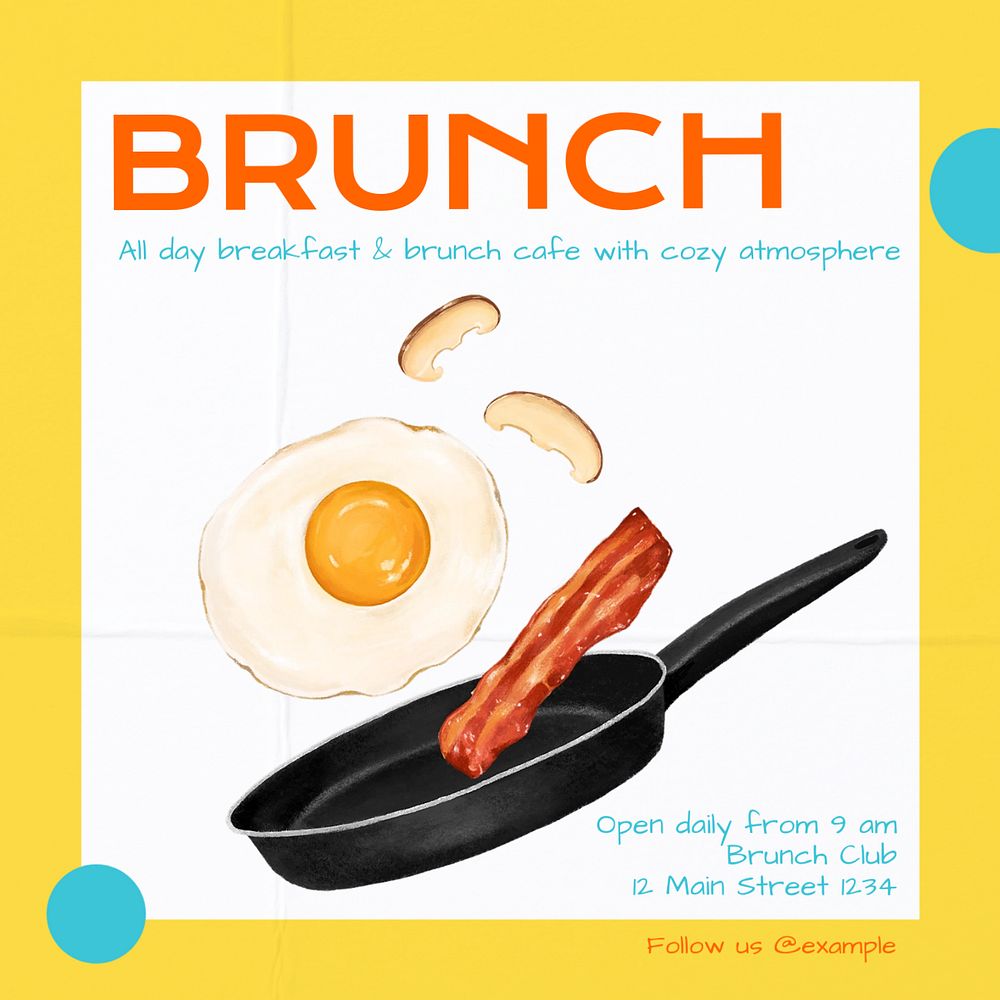 Brunch Instagram post template, editable text