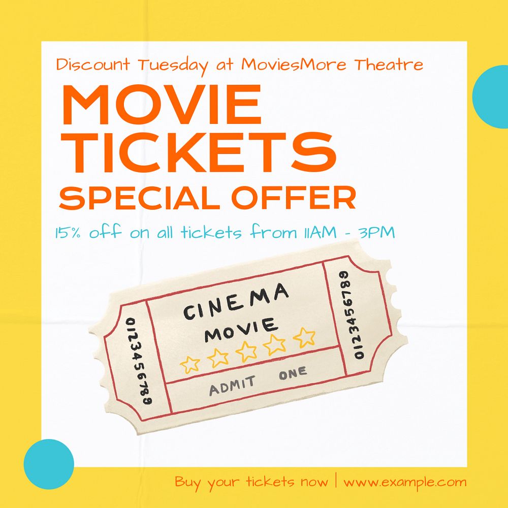 Movies special offer Instagram post template, editable text