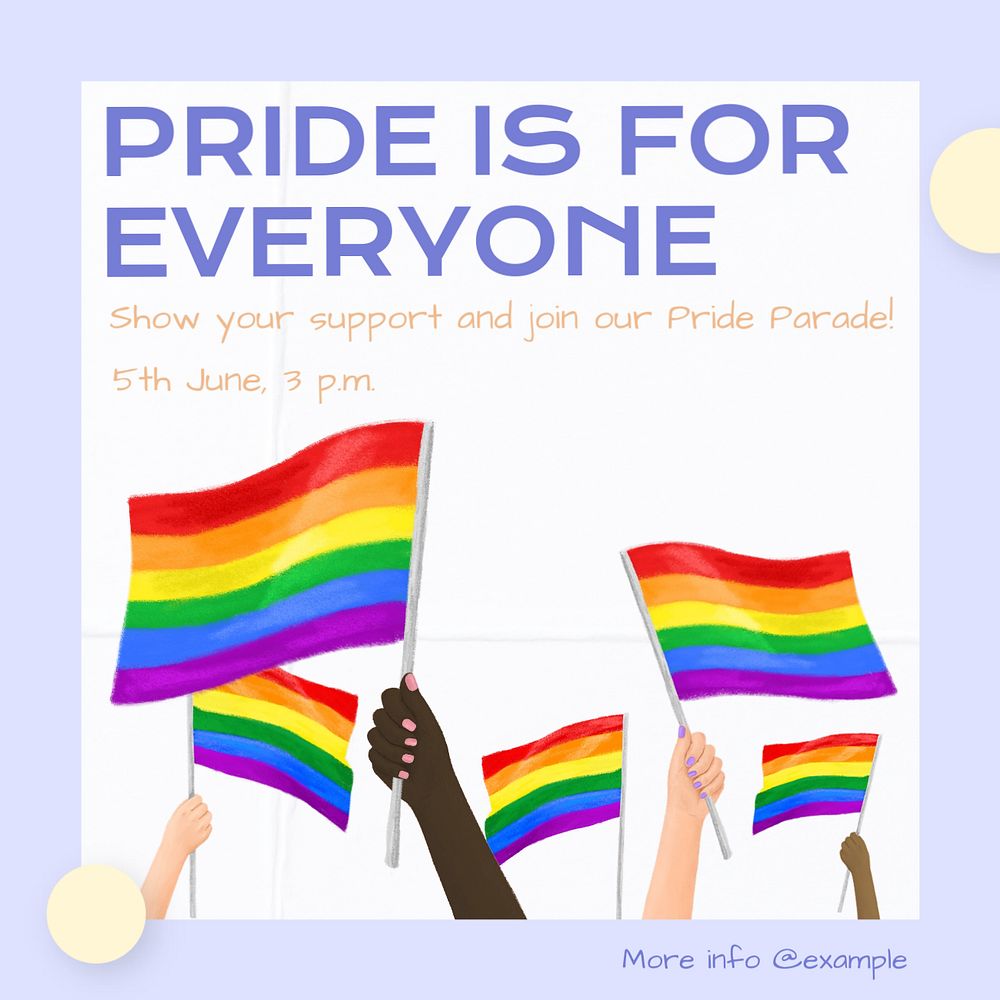 Pride parade Instagram post template, editable text