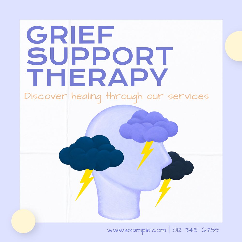 Grief support Instagram post template, editable text