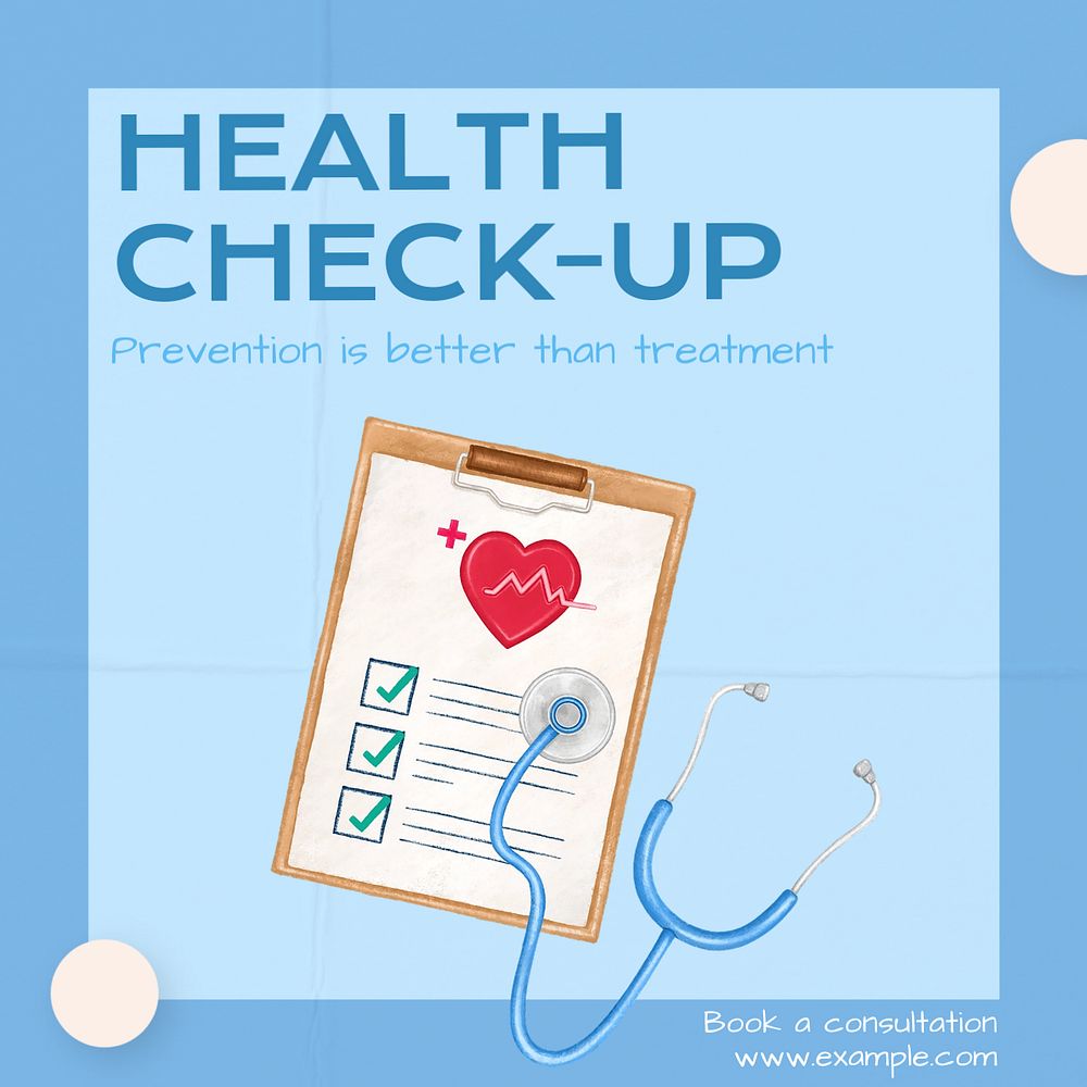 Health check-up Instagram post template, editable text