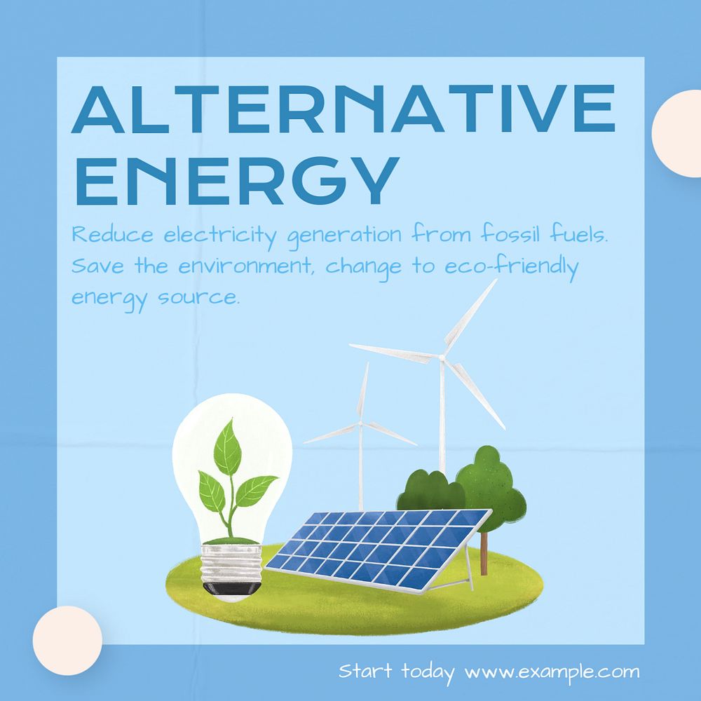 Alternative energy Instagram post template, editable text