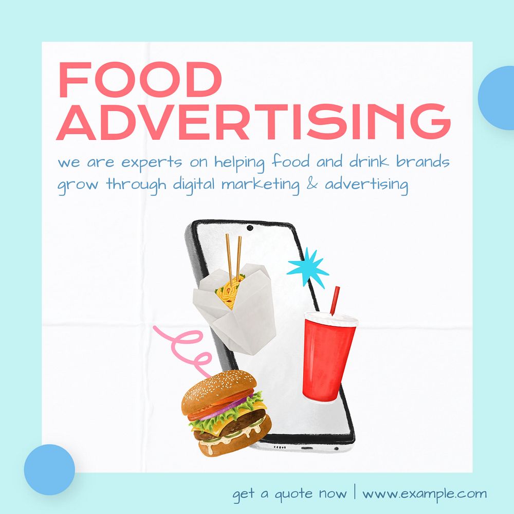 Food advertising Instagram post template, editable text