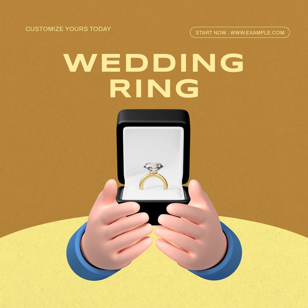 Wedding ring Instagram post template, editable text