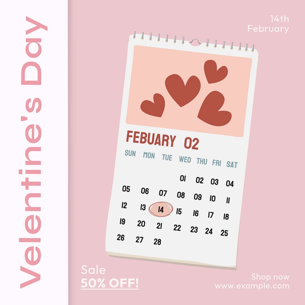 Valentine's day sale Instagram post template, editable text