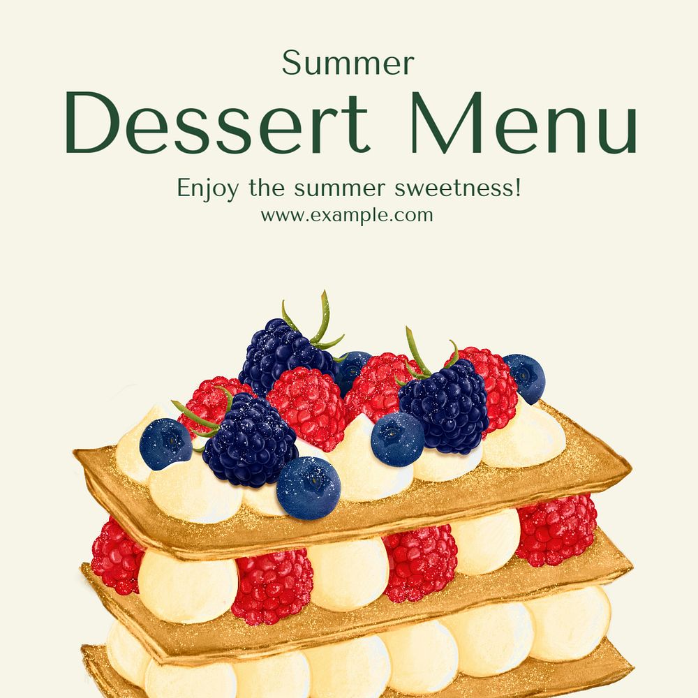 Dessert menu Instagram post template, editable text