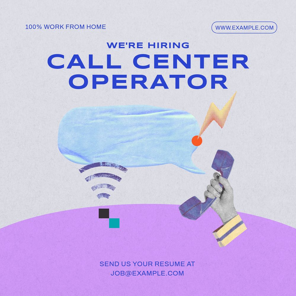 Call center Instagram post template, editable text