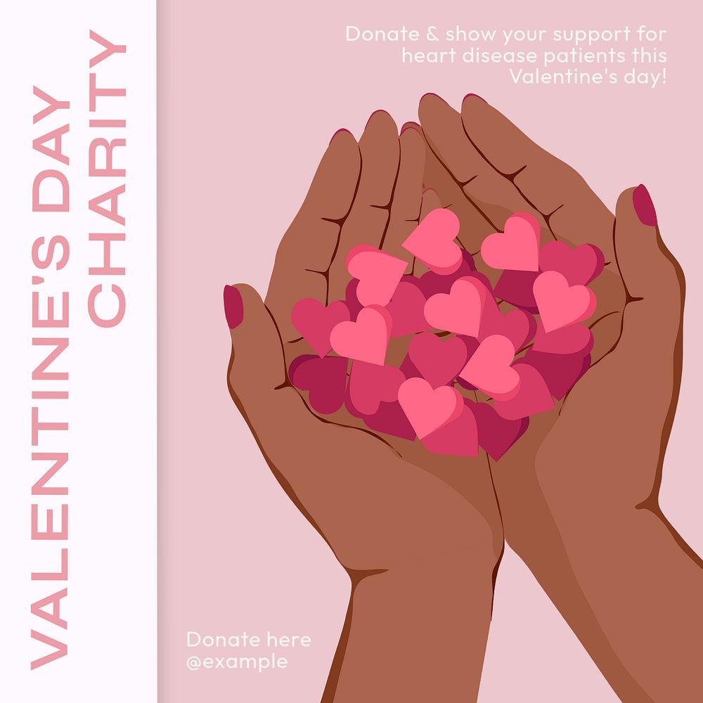 Valentine's charity Instagram post template, editable text