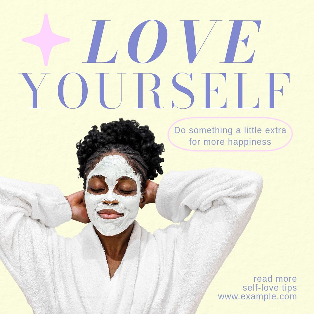 Love yourself Instagram post template, editable text