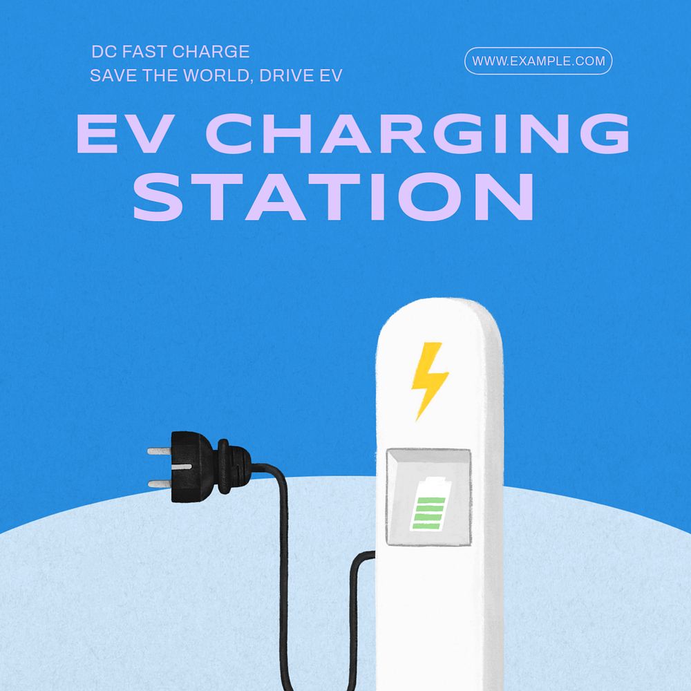 EV charging Instagram post template, editable text