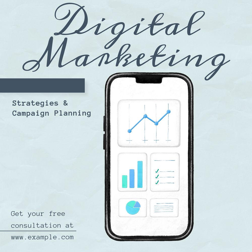 Digital marketing Instagram post template, editable text