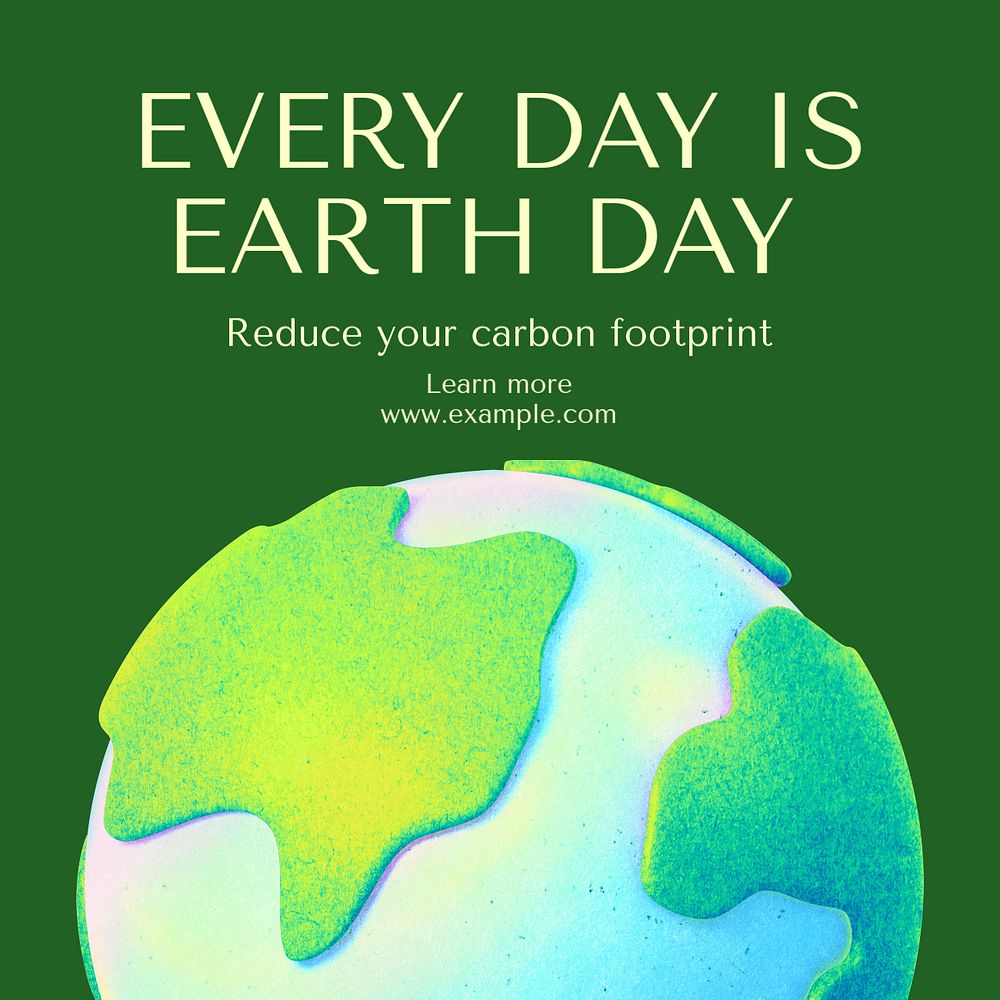 Earth day Instagram post template, editable text