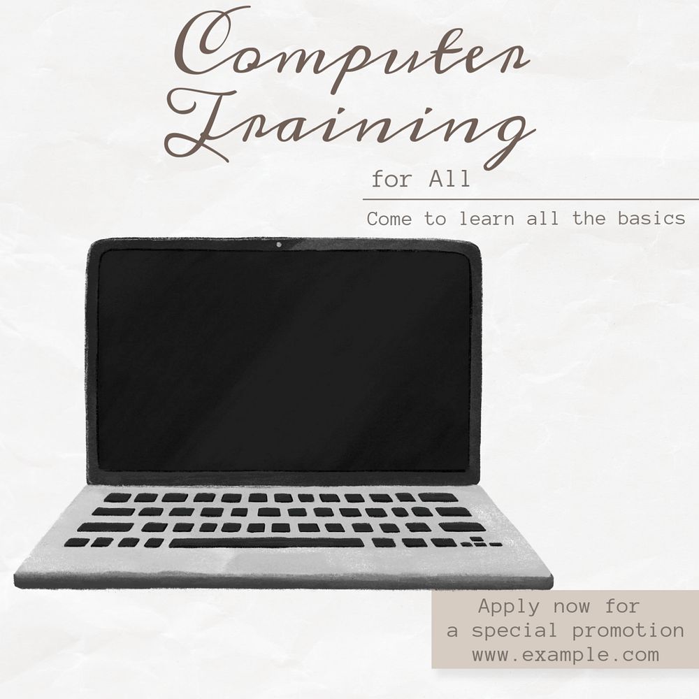 Computer training Instagram post template, editable text