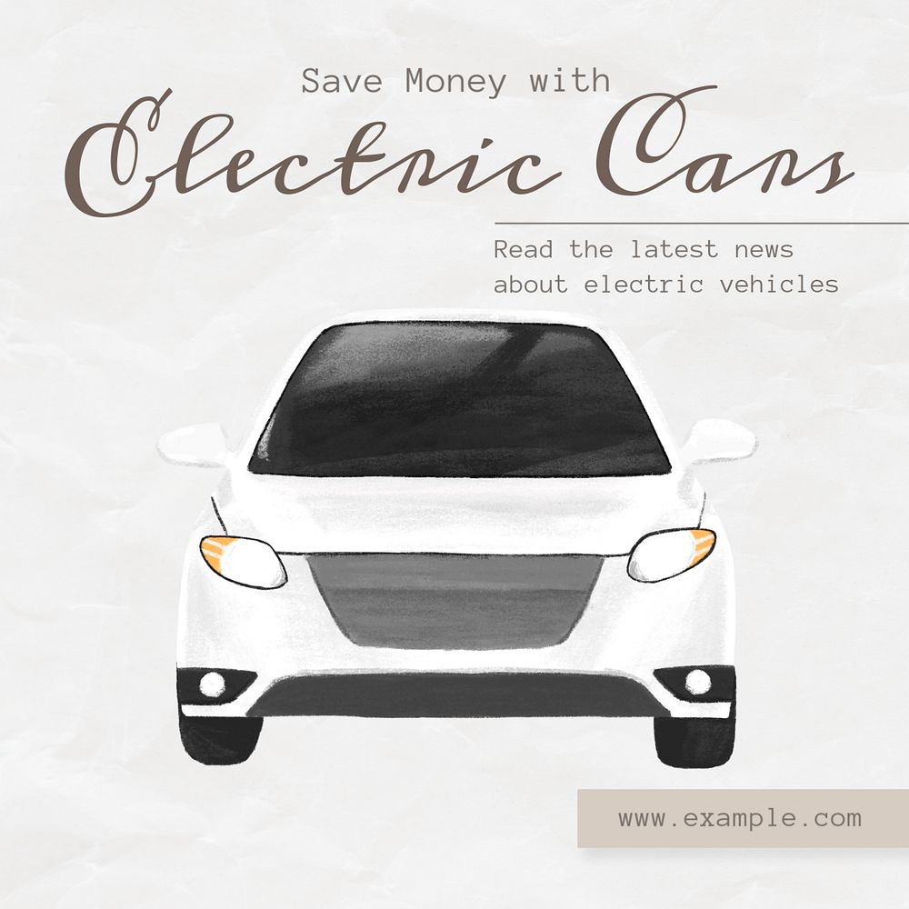 Electric cars, EV Instagram post template, editable text