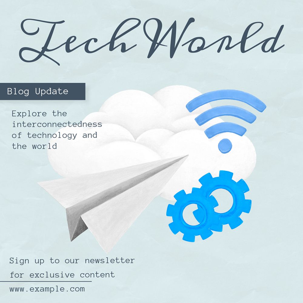 Tech world Instagram post template, editable text