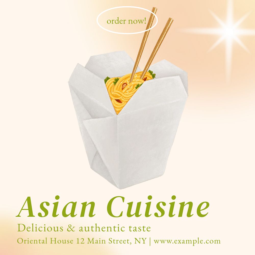 Asian cuisine Instagram post template, editable text