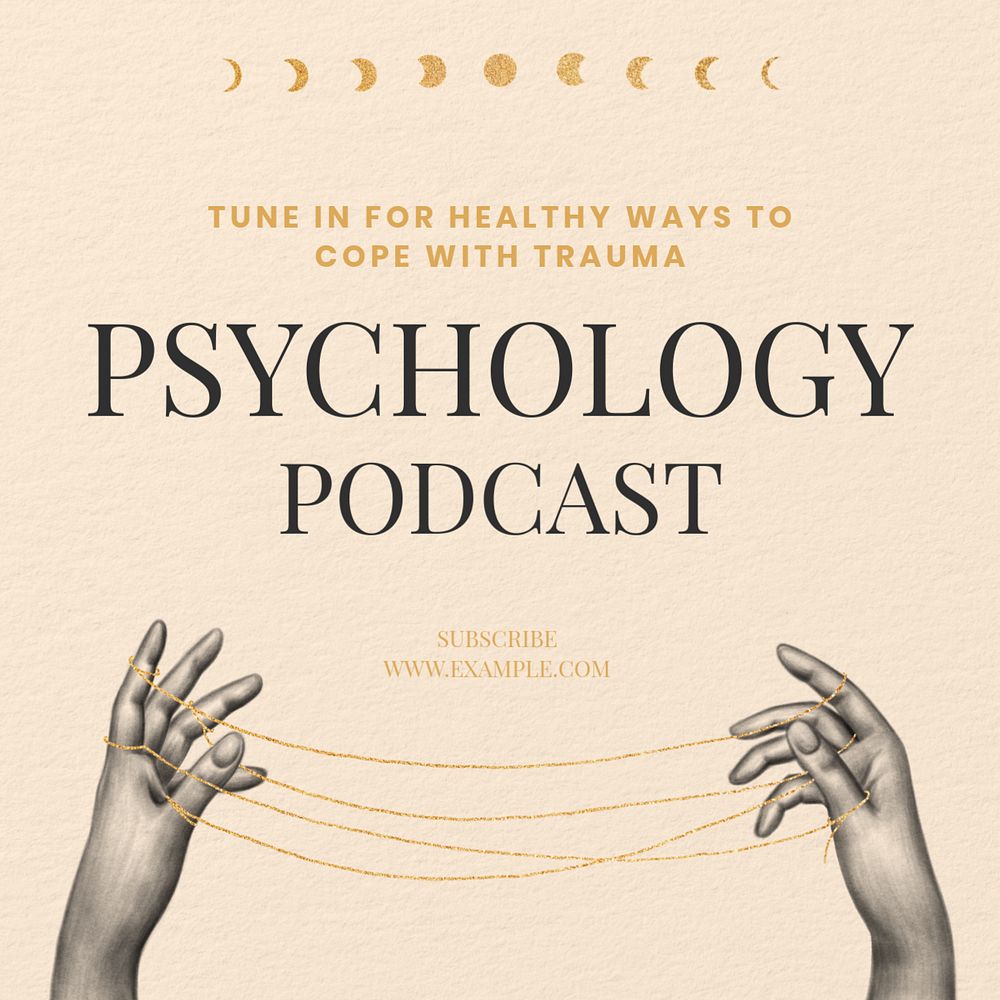 Psychology podcast Instagram post template, editable text