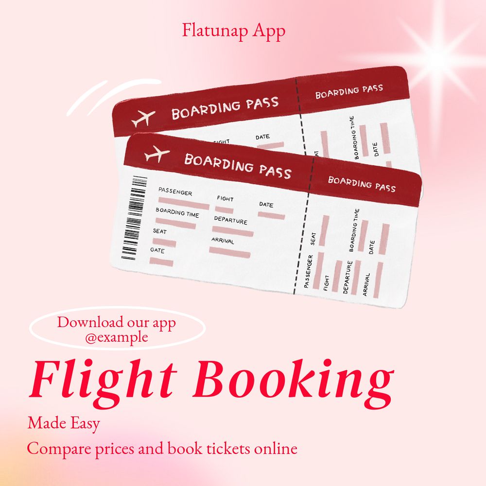 Flight booking Instagram post template, editable text