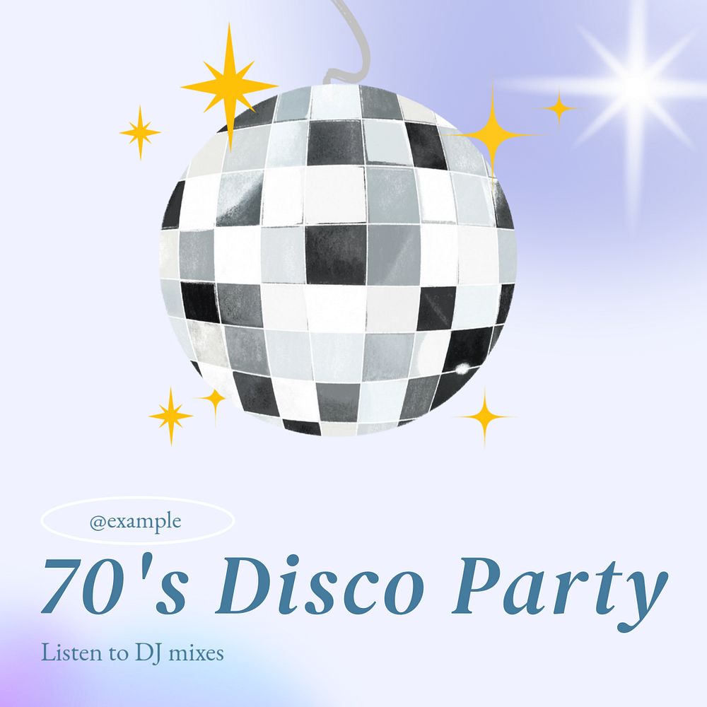 Disco party Instagram post template, editable text