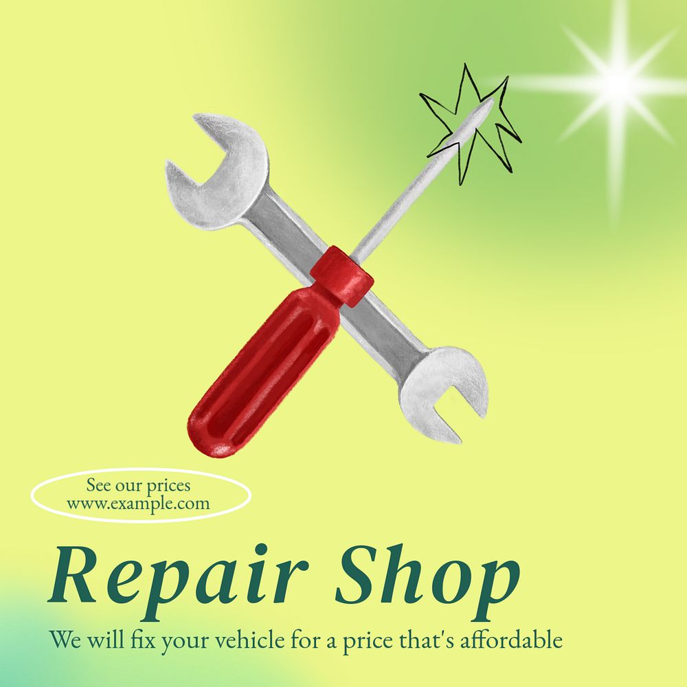 Repair shop Instagram post template, editable text