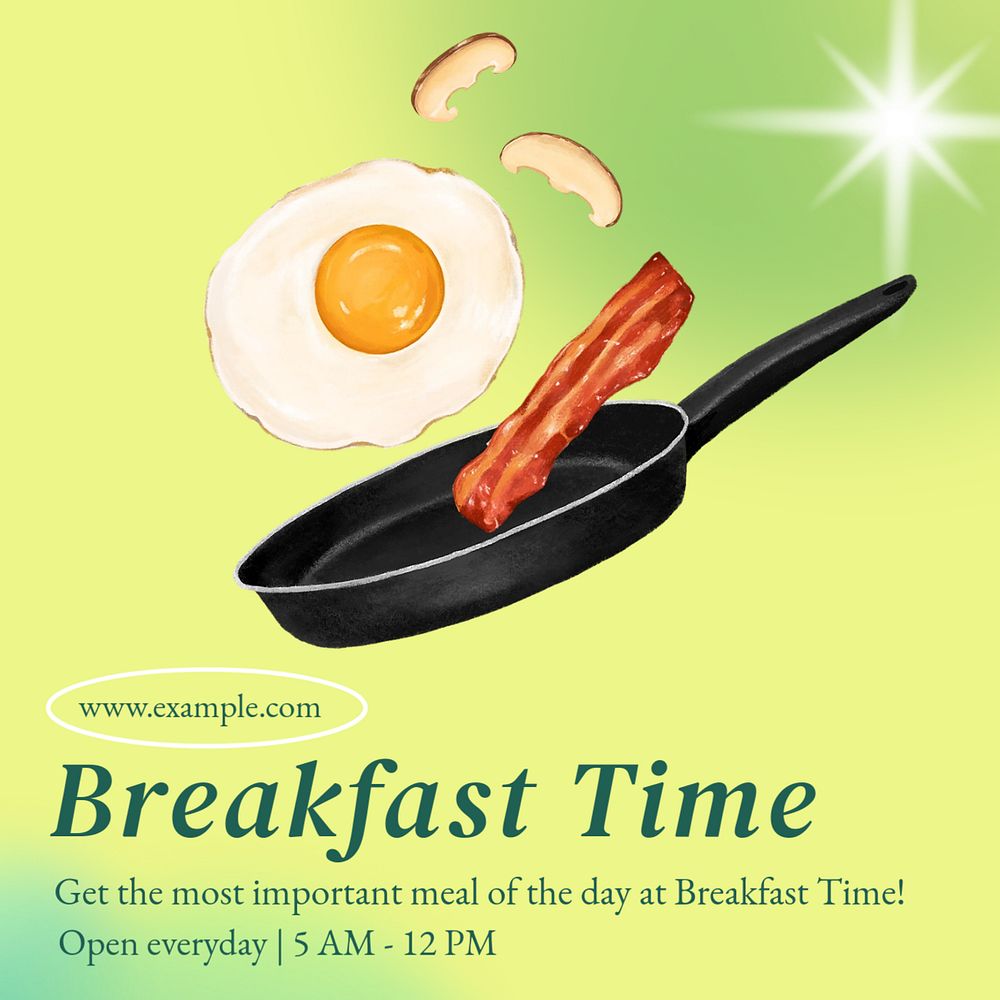 Breakfast time Instagram post template, editable text