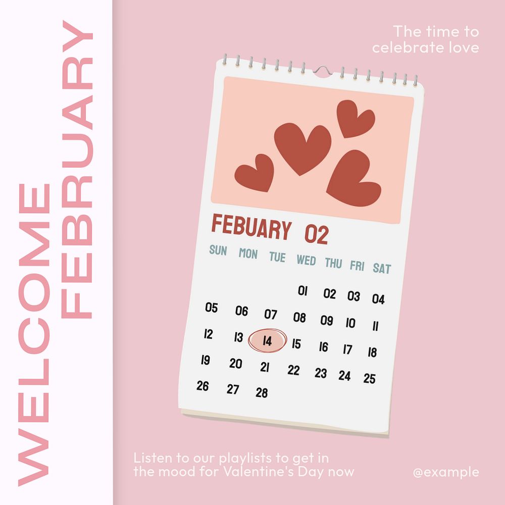 Welcome February Instagram post template, editable text