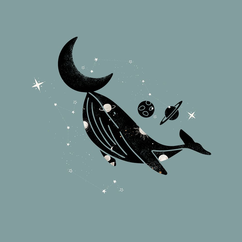 Swimming whale, galaxy aesthetic editable remix