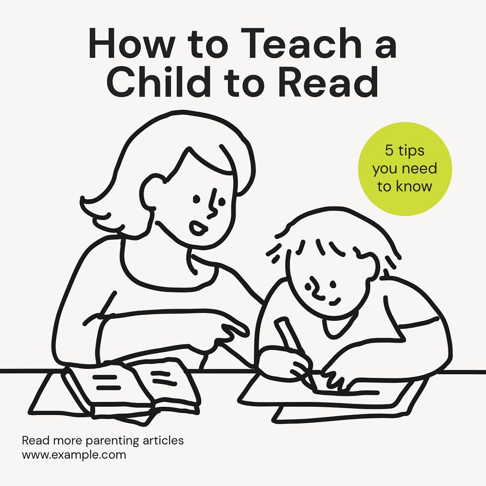 Reading for children Instagram post template, editable text