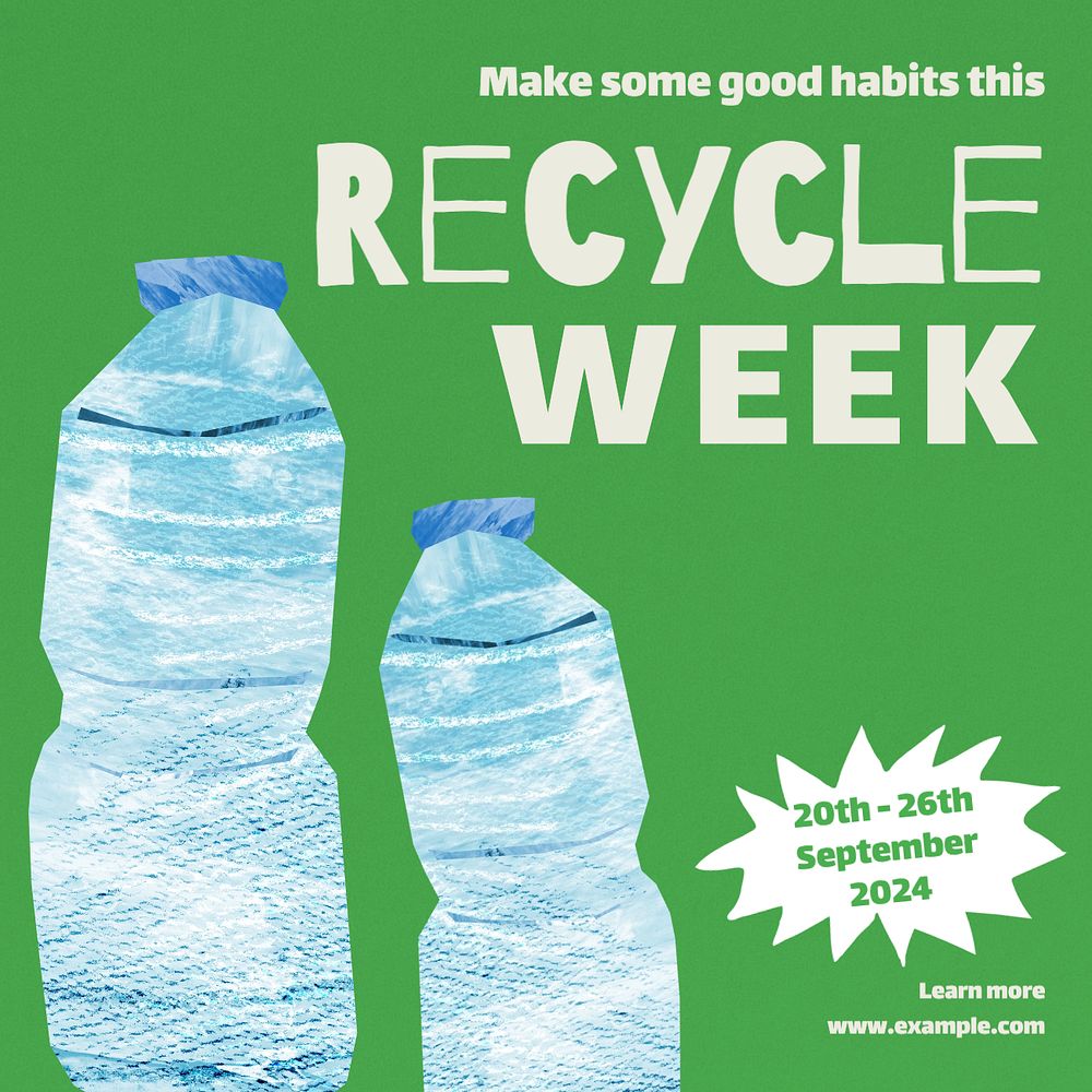 Recycle week Instagram post template, editable text