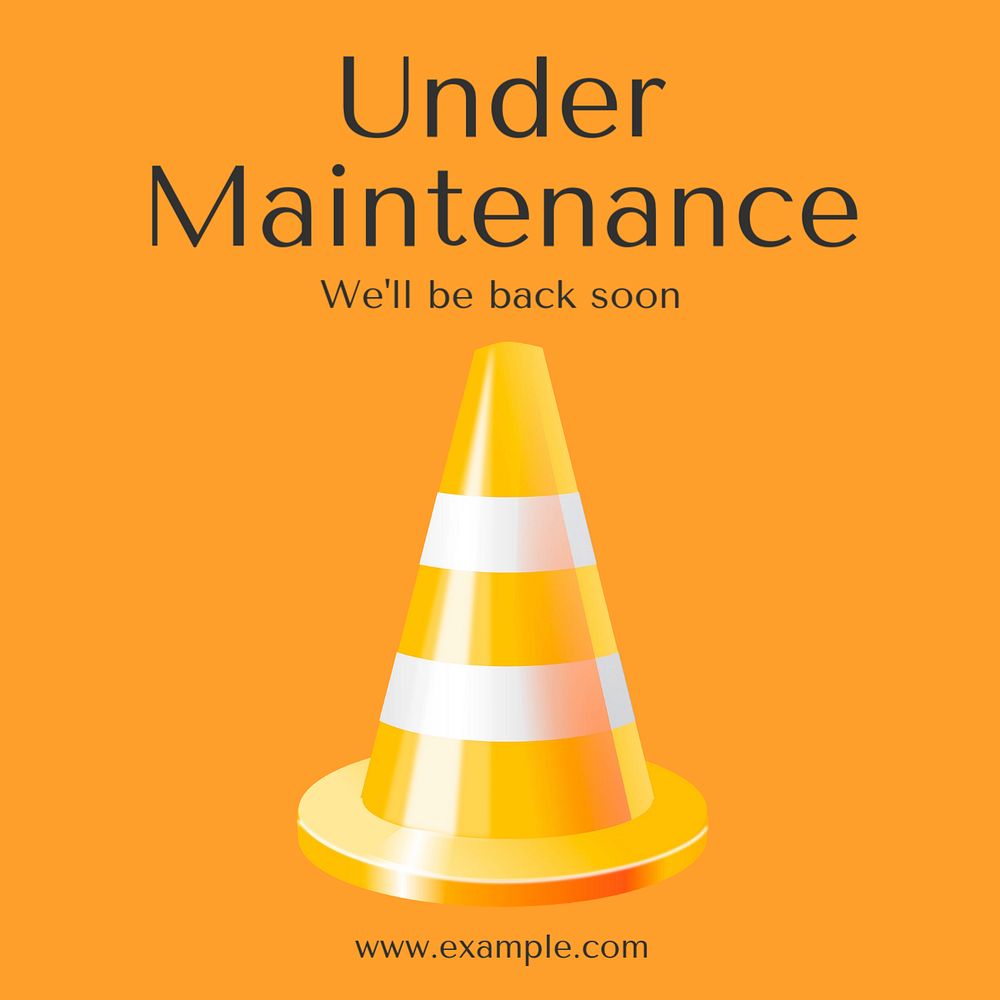 Under maintenance Instagram post template, editable text